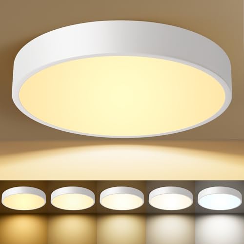 Image of Flush Mount Ceiling Light Fixtures White LED Dimmable 5CCT 12In 24W