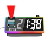 Mstar Home 投影時計 RGB 変換雰囲気ライト置き時計 携帯充電可 部屋 寝室用（黑）