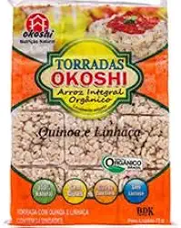 Torrada Orgânica de Arroz Integral com Quinoa e Linhaça, Sem Glúten