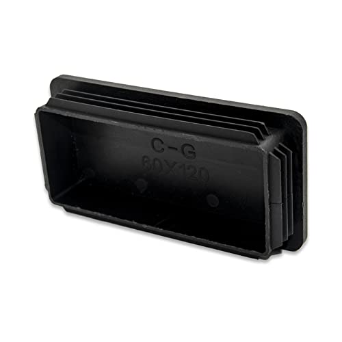 Image of Flyshop 60 x 120 mm Black Plastic Plug Rectangle Tubing End Cap Tube Chair Glide 8 Pack