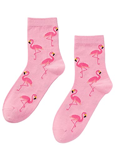 SHENHE Womens Striped Letter Print Athletic Running Above Ankle Crew Socks Flamingo Pink One Size
