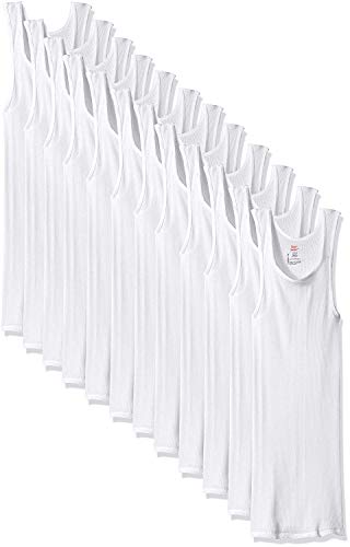 Hanes Men's Cotton Tank Undershirts 12-Pack