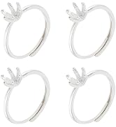 NBEADS 4 Pcs Claw Ring Blank, 17.5mm Adjustable Brass Ring Base Blank Finger Rings Bezel Metal Ri...