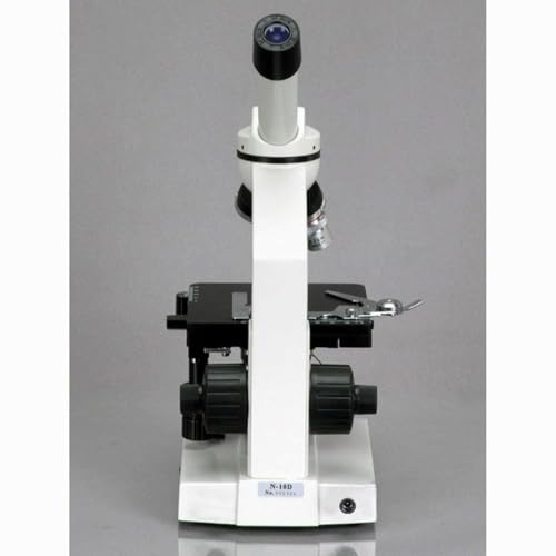 Image of AmScope M220 Monocular Compound Microscope, WF10x Eyepiece, 40x-400x Magnification, Tungsten Illumination, Brightfield, 1.25 NA Abbe Condenser, Coaxial Coarse and Fine Focus, Mechanical Stage, 110V