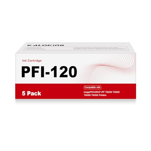 Remanufactured PFI-120 PFI120 Ink Cartridges Set for Canon PFI 120 PFI-120MBK PFI-120BK PFI-120C PFI-120M PFI-120Y Ink Tank for imagePROGRAF iPF TM200 TM205 TM300 TM305 Printers (5 Pack, MBK BK C M Y)
