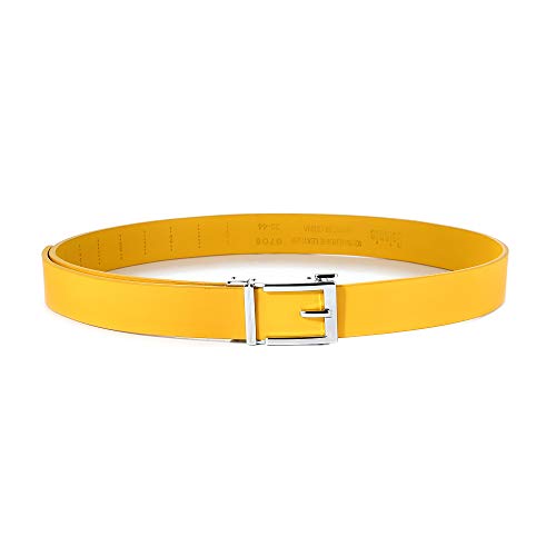 Image of Gelante Genuine Leather Ratchet Dress Belt With Automatic Sliding Buckle - Minimalistic Style-Trim to Fit