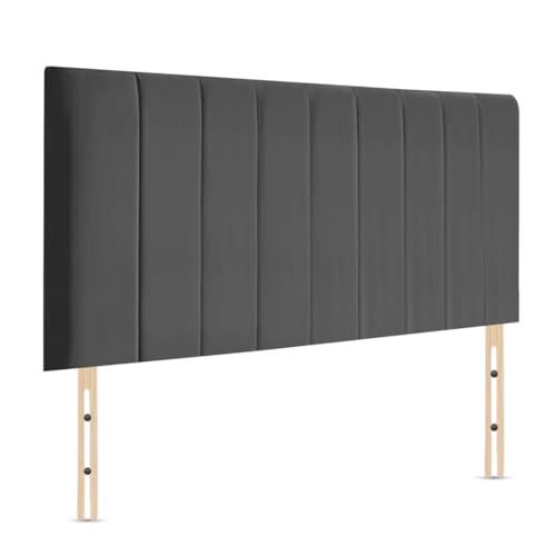 Elixir Portland Divan Bed Headboard |Elegant Plush Velvet Fabric Headboards for 4ft6 Double size Bed |Grey color with with wooden material Stylish headboards for beds (Grey 4ft6 Double Height-20inch)