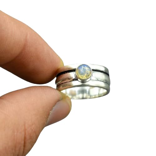 Natural Moonstone Spinner Ring, Handmade Moonstone Ring, Minimalist Ring Women, Worry Silver Ring, 925 Silver Ring, Fidget Silver Ring, Dainty