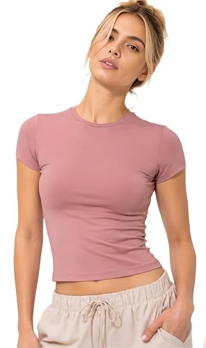 Image of SIGHTBOMB Round Neck Short Sleeve Ultra Soft Front Support Cuddle TEE Microfiber Soft TOP for Women