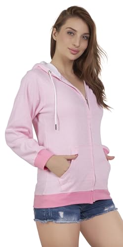 Image of CAUSTIC Women's Hoodie Jacket Sweatshirt - Casual Full Zip Up Long Sleeve Cotton Blend Outwear with Pockets & Hooded Top (White)