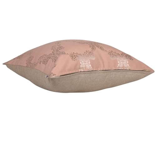 Image of Home- The Best is for You Decorative Designer Self Design Cotton 275 TC Cushion Covers Pack of 2 (Peach Ogee, 20x20 Inch) Ideal for Sofas, Chairs, Cars & Hotels