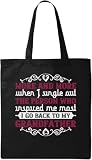 Grandfather The Person I go Back to Slogan Borsa tote in cotone ecologico naturale nero, nero, taglia unica, Nero, One size