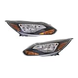 KarParts360 For Ford Focus 2012 2013 2014 Headlights Driver And Passenger Side | Pair | Clear & Amber Lens | ST/Titanium Models | Hatchback/Sedan | Replacement For BM5Z13008H-PFM, BM5Z13008M-PFM