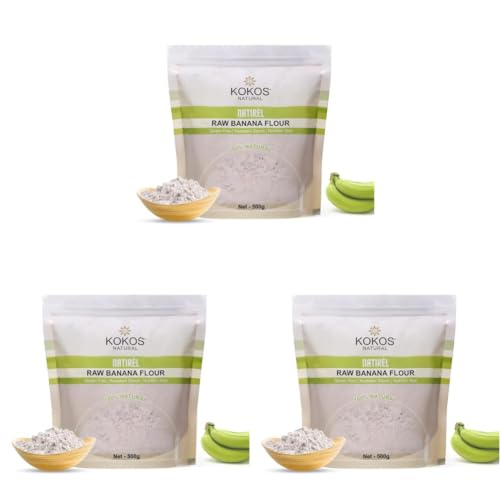 Image of Kokos Natural Raw Banana Flour - 500 Gm (Pack of 3) | Gluten-Free Atta | No Preservatives | Nutrition Rich & Starch| Organic Food Products |