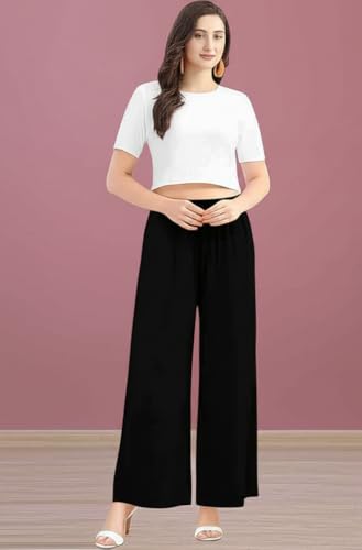 Image of Set of 2 Soft Reyon Cotton Regular Palazzo for Womens and Girls Combo Pack