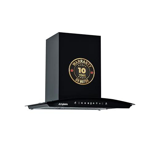 Amplesta Stella 60CM Chimney for Kitchen Auto Cleaning 1350 m3/hr Curved Wall Mounted Kitchen Chimney for Home Filterless Two Way Suction Auto Clean Touch & Gesture Control (Stella MS A C FL 60 BK)