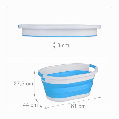 Miniatura 4 de Relaxdays Cesta Plegable Colada, 36 L, Canasto Ropa Plástico, Compacto Para Ahorrar Espacio, Con Asas, Azul Y Blanco