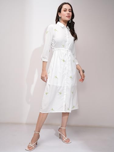 Image of Tokyo Talkies Women's Three-Quarter Sleeves Shirt Collar Solid Dresses | Stylish| Casual