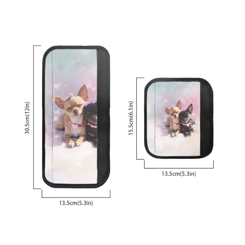 Image of Fridge Door Handle Covers Set of 6 Kitchen Appliance Decor Handles Glove Anti-Slip Protectors Valentine's Day Refrigerator Decorations, Chihuahua Dog Couple Heart Pattern