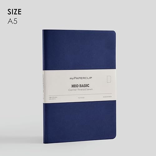 Image of myPAPERCLIP NeoBasic A5 Dot Grid Notebook | 80 GSM, 192 Pages | 250 GSM Soft Card Cover | A5 (5.83 inch x 8.27 inch) | Dotted Bullet Journal | Blue