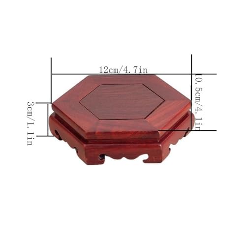 Tabouret hexagonal en palissandre avec base robuste pour objets d'art - 3