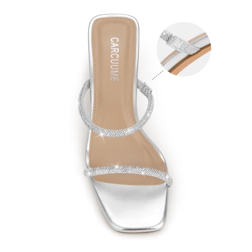Image of Carcuume Women's Block Heel Square Open Toe Two Strap Mule Sandals