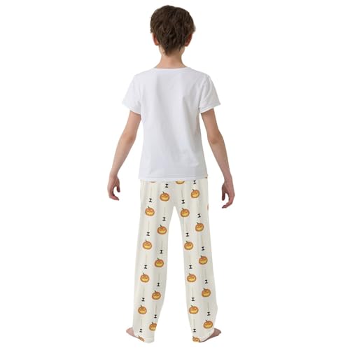 Pumpkin and Candle Boys Long Pants Soft Trousers Elastic Waist Kids Lounge Bottoms with Pockets S-XL3
