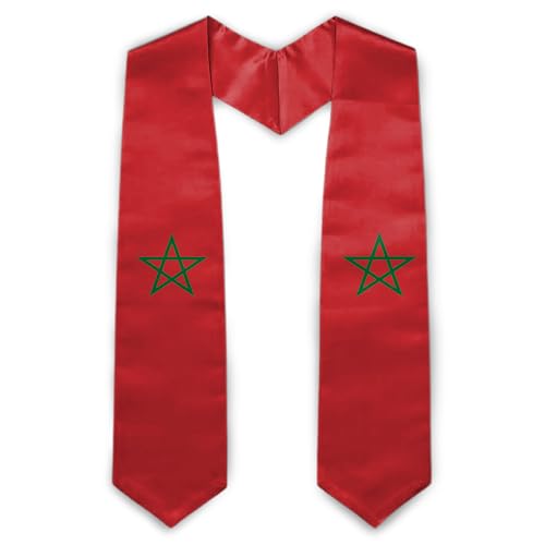 OnePlum Graduation Honor Stole Morocco Flag Graduation Sash Scarf Unisex Adult 72 Long for Students Study Abroad