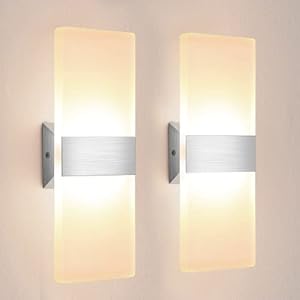 Lureshine 2 Pièces Applique Murale Interieur 12W Acrylique Moderne Applique Murale LED 29cm Blanc Chaud 3000K Applique Murale Interieur LED Pour Couloir Salon Chambre Éclairage Intérieur