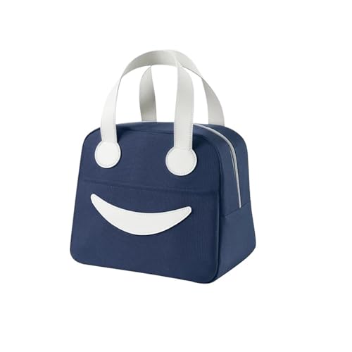 HNULGVI bolsa de mano con aislamiento Bolsa De Almuerzo Portátil, Térmica, Refrigerada, Segura For Alimentos, Cálida, For Niñas, For Picnic(Dark blue,Big)