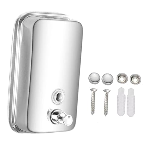 perfk Dispensador de jabón de Pared de Acero Inoxidable, dispensador de desinfectante de Manos Comercial, fácil de Instalar, para baños, hoteles, hogares, M