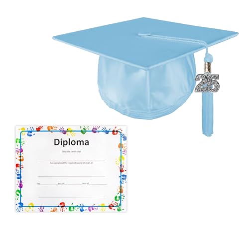 Kindergarten Preschool Unisex Shiny Graduation Cap and Bling Tassel with Diploma Certificate