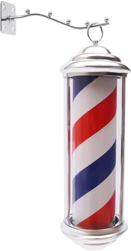 13.8 Pulgadas CláSico Barbero Poste BarberíA Luz Led BarberíA Poste Rojo Blanco Azul Rayas Giratorias Montaje En Pared Luz Giratoria Impermeable(35 * 14.5CM)