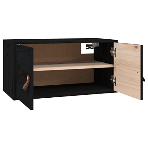 Armoire murale en pin massif meuble suspendu rustique noir haute résistance - 7
