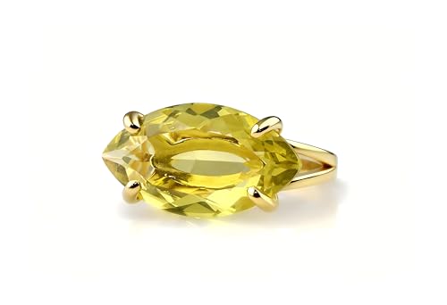 Bague en or à griffes et quartz citron fabriquée à la main en France