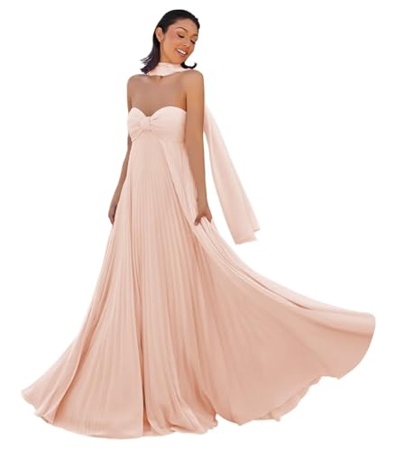 Elegant Strapless Bridesmaid Dresses with Pleat 2025 Sweetheart Chiffon Dress with Scarf TM161