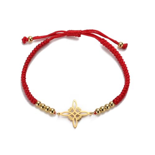 EUEAVAN Delicate Celtic Witch's Knot Bracelet Amulet Cutout Four Corners Charm Irish Wiccan Vintage Jewelry Gift Women