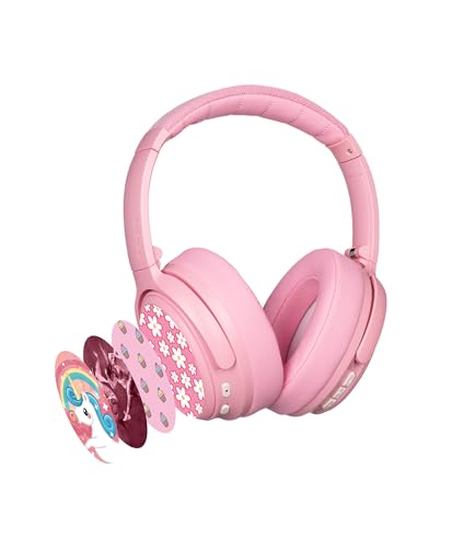 Casque Bluetooth ANC pliable SafeAudio BuddyPhones Cosmos Fun rose avec micro