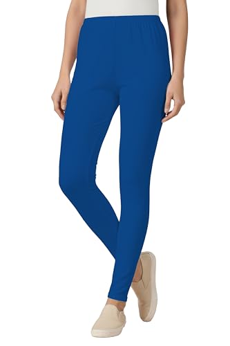 Image of Women's Cotton Lycra Ankle Length Leggings | Regular Rise, Soft 4 Way Stretch Fabric | Casual & Ethnic Wear