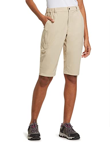 Baleaf Women's Bermuda Khaki Shorts Bermuda Hiking Long Quick Dry Elastic Waist For Work, Camping, Travel Size M #TOP5