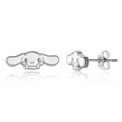 Sanrio Cinnamoroll Earrings Official License, Silver Flash-Plated and Enamel Stud Earrings for Women, Cinnamoroll Jewelry