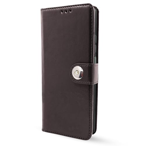 Image of Pikkme Flip Cover Leather Finish | Inside TPU with Card Pockets | Wallet Stand and Shock Proof | Complete Protection Button Flip Case for Redmi A3 (2024) / Redmi A3x / Poco C61(Coffee)