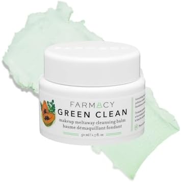 Farmacy Makeup Remover Cleansing Balm - Green Clean Waterproof Makeup Remover Balm + Oil Cleanser for Face - Gently Melts Make Up + SPF - Hydrates + Softens Skin with Super Greens + Papaya (50ml)
