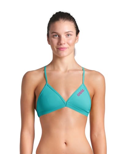 ARENA Damen Performance Women's Solid Team Top Bikini, Wasser/Shocking Pink, 34