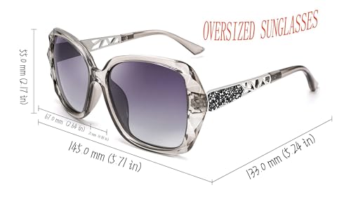 Image of FEISEDY Oversized Sunglasses for Women Square Polarized Sparkling Frame B2289