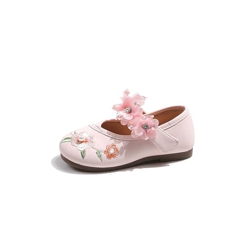 Girl Mary Jane Dance Shoes Ballet Sports Shoes Traditional Chinese Flower Embroidered Shoes Princess Skirt Flat Shoes