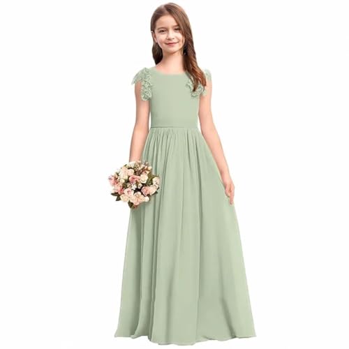 Chiffon Junior Bridesmaid Dress Lace Flower Girl Dresses for Wedding Princess Pageant Ball Gown Dress for Girls