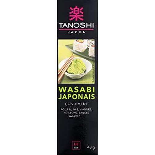Tanoshi Especias japonesas wasabi para sushi, carne, pescado, salsas, ensaladas, etc. Tubo de 43 g