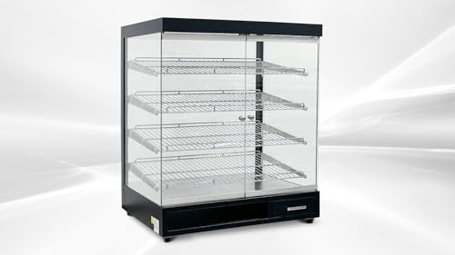 Elite Kitchen Supply Commercial Countertop Food Display Case, 4-Tier Glass Shelves, 31.5x22.6x38 inches, Black ETL ZW-318