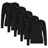 ONLY Longsleeve Damen-Shirt in Schwarz, 15240036 Oberteil aus 95% Baumwolle 5% Elasthan, atmungsaktives Basic Shirt zum Kombinieren XL